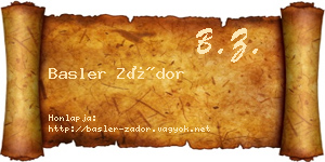 Basler Zádor névjegykártya